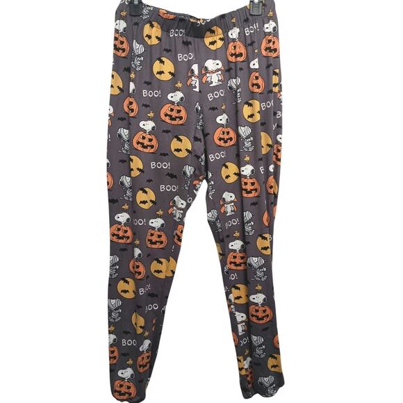 ⏳Snoopy Peanuts Nite Nite Munki Munki  Comfy grey casual pantsHalloween festive - Picture 1 of 6